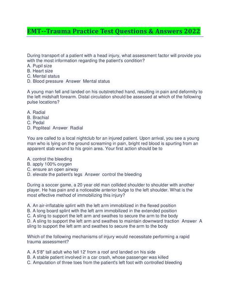 trauma nursing practice test answers seabird scientific
