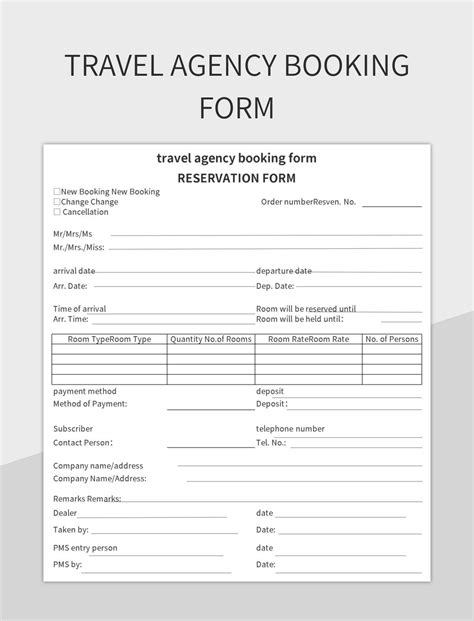 travel booking form template
