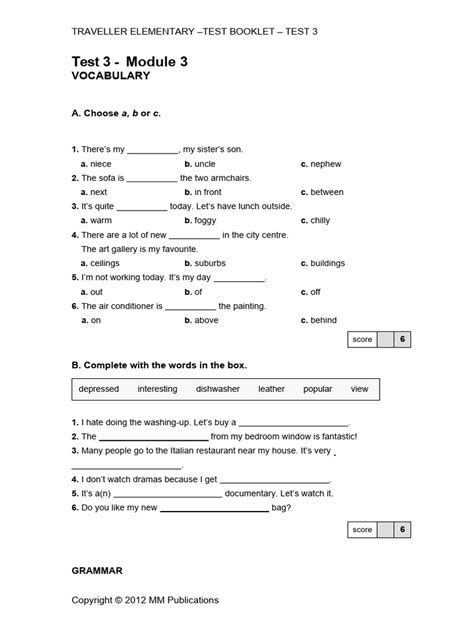 Traveller Elementary Test Key