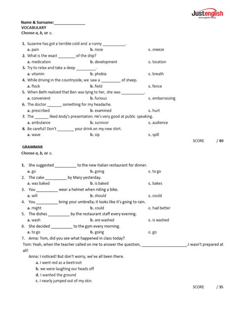 Traveller Pre Intermediate Module 5 Test