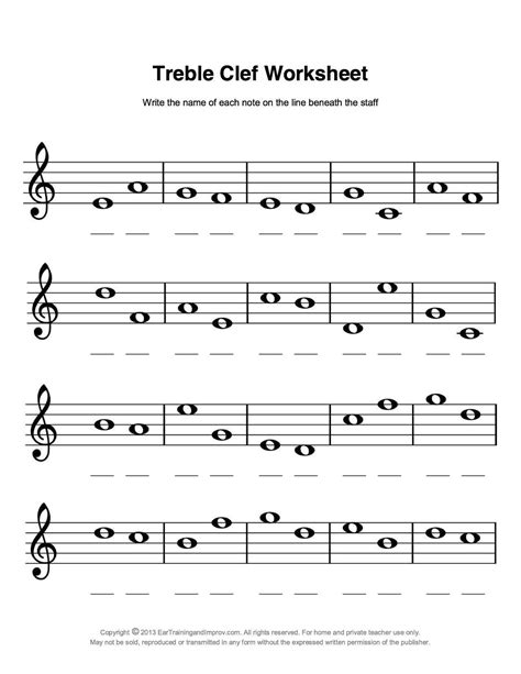 Treble Clef Practice Worksheet   Pdf Music Masters Making Music Happen For Every - Treble Clef Practice Worksheet