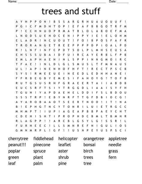 trees and stuff Word Search WordMint