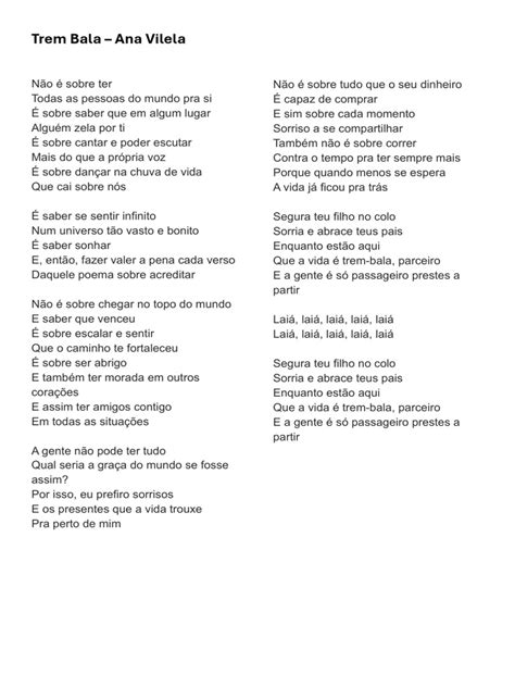 Trem Bala Letra