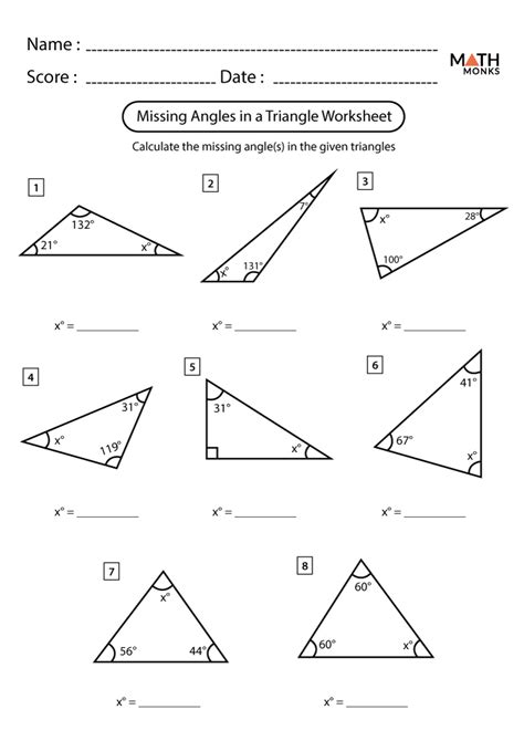 Triangle Angle Sum Worksheets Triangle Missing Angle Worksheet - Triangle Missing Angle Worksheet
