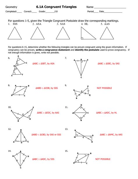 Triangle Congruence Worksheet Answer Key Congruence Of Triangles Worksheet - Congruence Of Triangles Worksheet