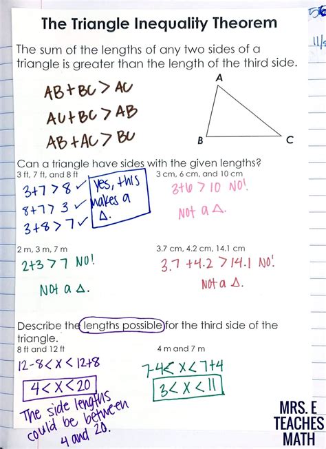 Triangle Inequality Theorem With Answer Key Learny Kids The Triangle Inequality Theorem Worksheet Answers - The Triangle Inequality Theorem Worksheet Answers