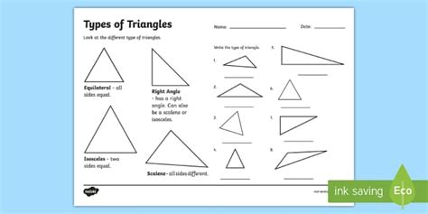 Triangle Types Worksheet Triangles Labelled Twinkl Types Of Triangle Worksheet - Types Of Triangle Worksheet