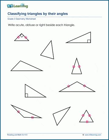 Triangles Worksheets K5 Learning Triangle Angle Worksheet - Triangle Angle Worksheet