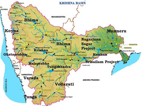 tributaries and distributaries of river krishna map