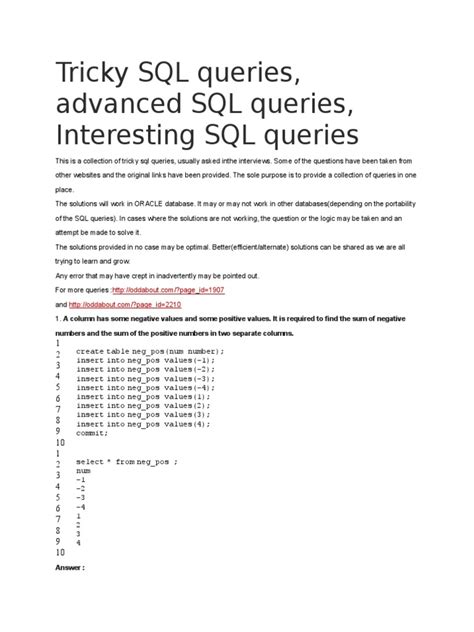 Tricky Sql Queries For Interview