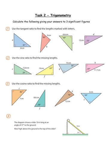 Trigonometry Finding Sides And Angles Teaching Resources Trigonometry Finding Sides And Angles Worksheet - Trigonometry Finding Sides And Angles Worksheet