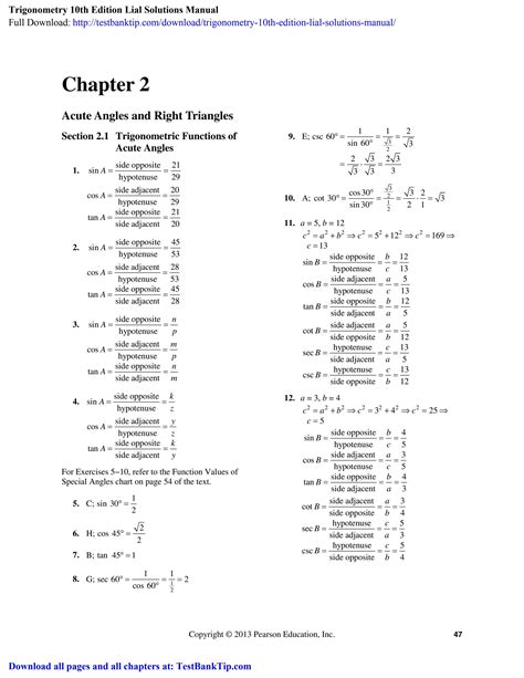 Full Download Trigonometry Lial 10Th Edition Answers 
