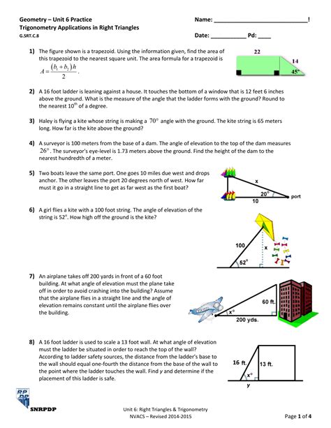 Read Trigonometry Word Problems Worksheets With Answers 