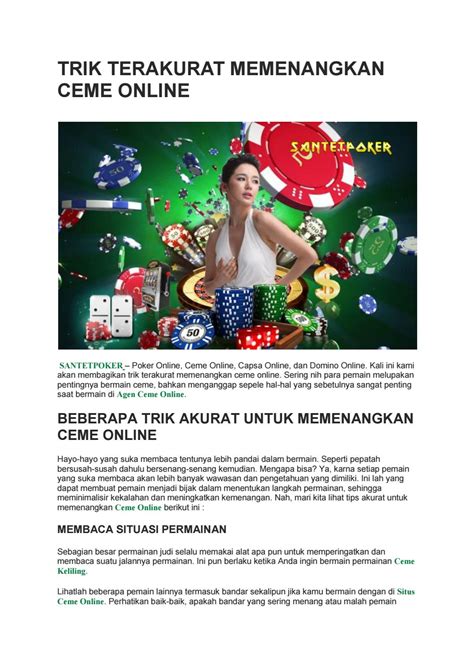 trik memenangkan poker online