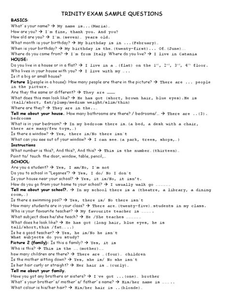 Trinity Exams Exam Examples For This Talk