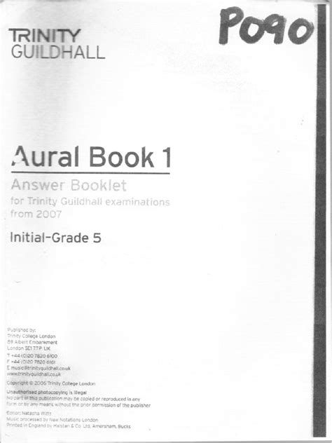 Trinity Guildhall Aural Tests Grade Initial