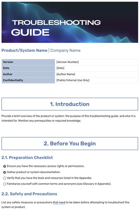 Read Troubleshooting Guide Template 