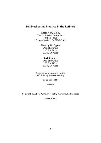 Full Download Troubleshooting Practice In The Refinery 
