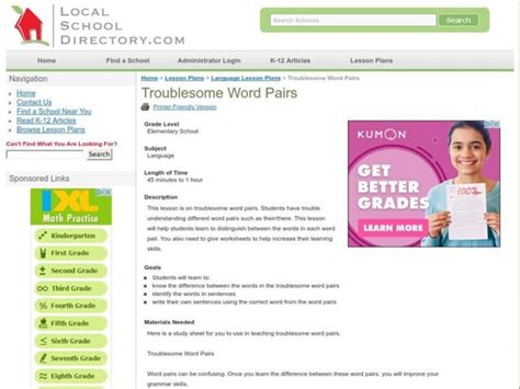 Troublesome Word Pairs Lesson Plan Localschooldirectory Com Troublesome Words Worksheet - Troublesome Words Worksheet