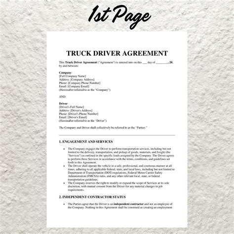 truck driver contract sample