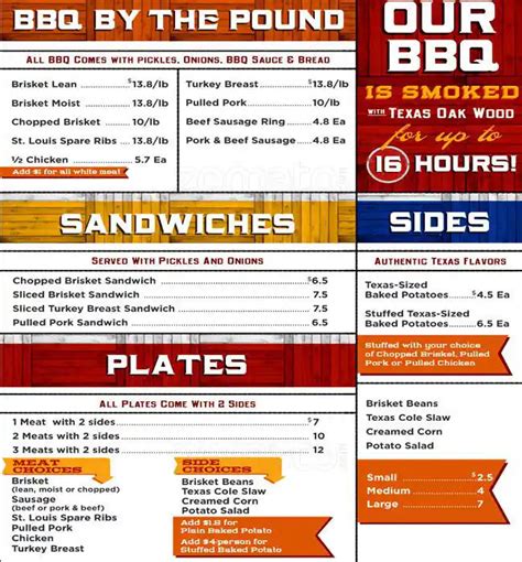 true texas bbq menu