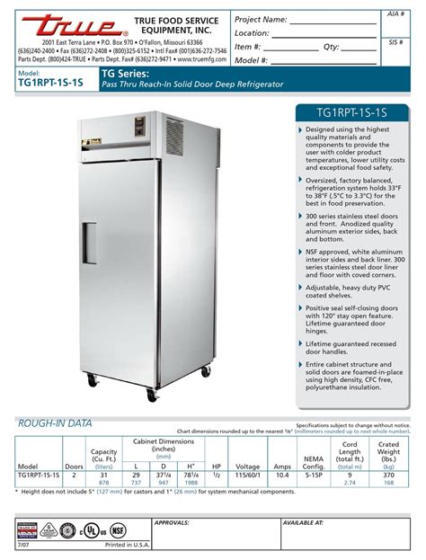 Read Online True Tg1Rpt 1G 1S Refrigerators Repair Manual 