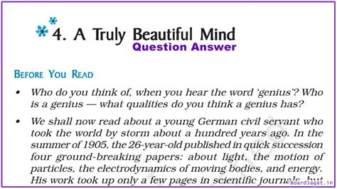 Truly Beautiful Mind Question Answer