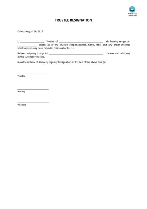 Trustee Resignation Form