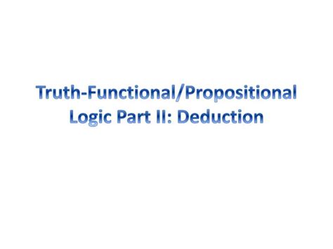 Truth Functional Propositional Logic Sfu
