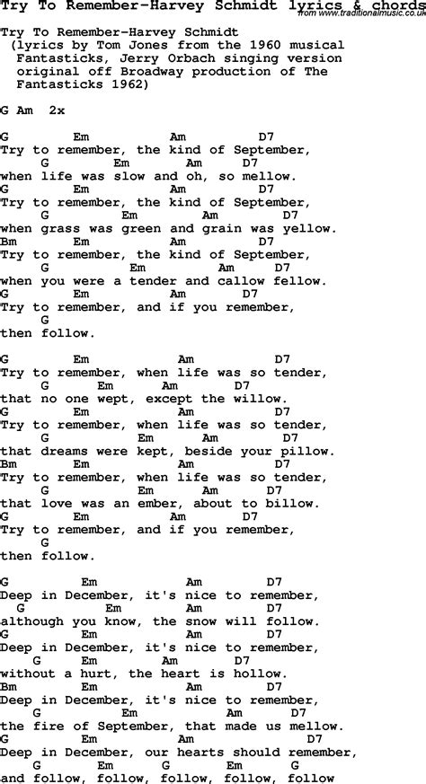 Try To Remember Lyrics