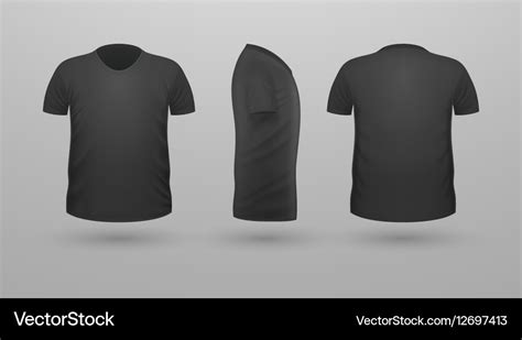 Tshirt Template Set Front Side Back Stock Vector Baju Hitam Depan Belakang - Baju Hitam Depan Belakang