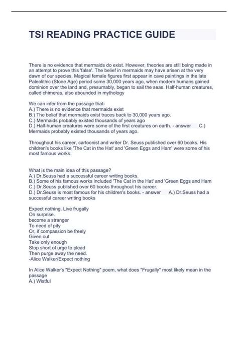 Tsi Reading Practice Test 1 Ms Masters