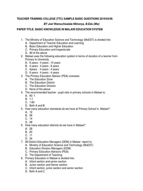 Ttc Sample Test