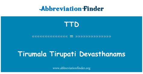 Ttd Abbreviation