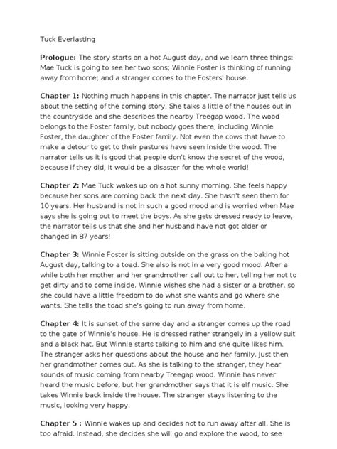 Tuck Everlasting Summary Each Chapter