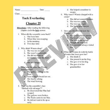 Read Online Tuck Everlasting Chapter 25 