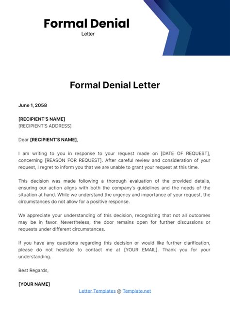 Tuition Denial Letter Sample