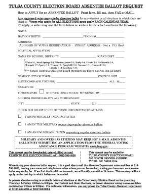 tulsa county election board absentee ballot request