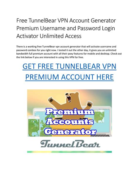 tunnelbear vpn username and pabword
