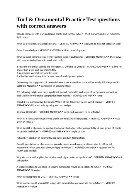 turf and ornamental practice test