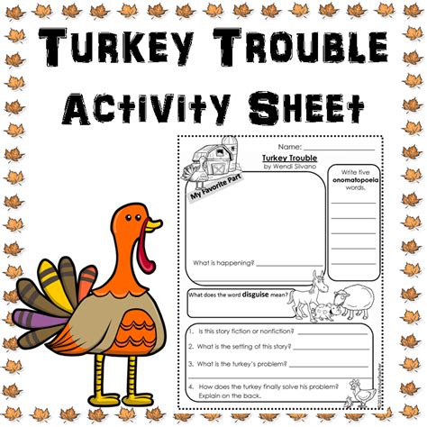 Turkey Trouble Printables Turkey Trouble Worksheet - Turkey Trouble Worksheet