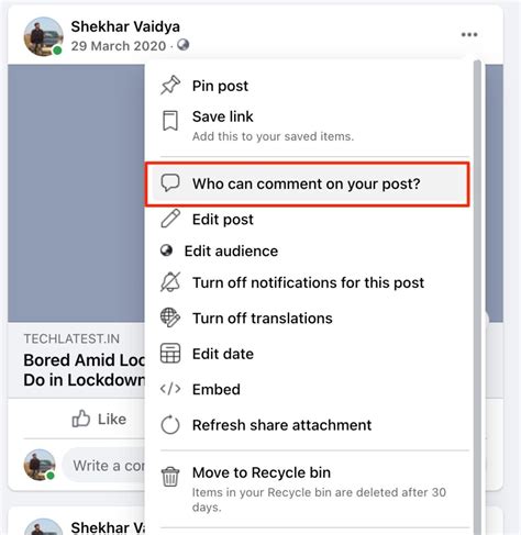 Turn Off Comments On Facebook Post
