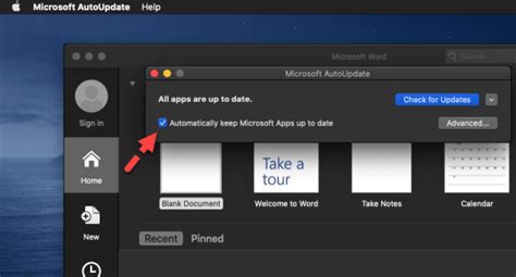 turn off microsoft office update notifications mac