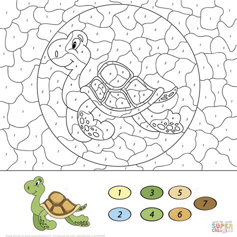 Turtle Activity Color By Number Turtle - Color By Number Turtle