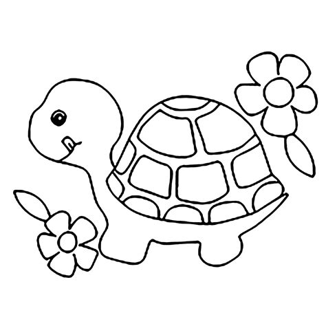 Turtle Coloring Pages Printable Free Kids Drawing Hub Cute Turtle Drawing Color - Cute Turtle Drawing Color