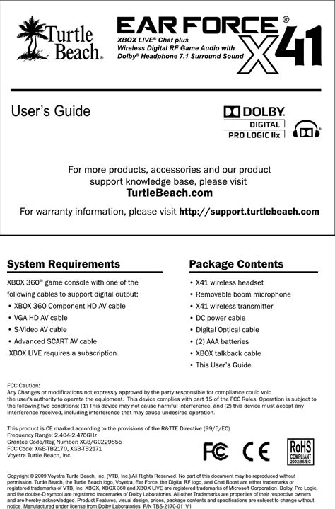 Read Turtle Beach X41 User Guide 