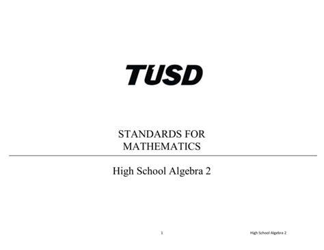 tusd s mathematics curriculum algebra 2