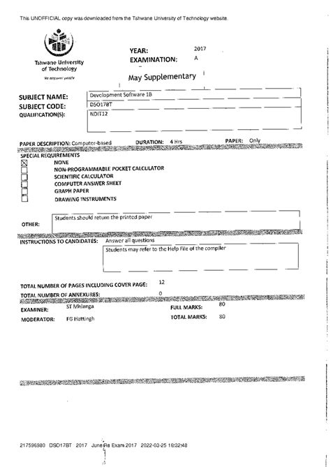 tut past question papers