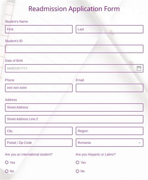 Tut Readmission Form