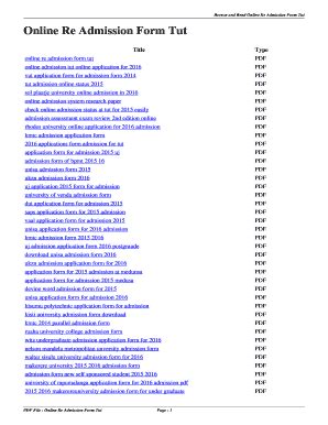 tut readmission form for 2015